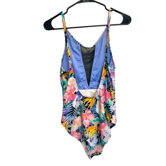 LA BLANCA Floral One Piece Swimsuit Tropical Flower Sheer boho - Picture 5 of 6